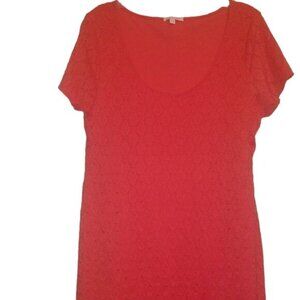 ISAAC MIZRAHI Women's Coral Lace Eyelet Sheath Fitted Dress Size XXL